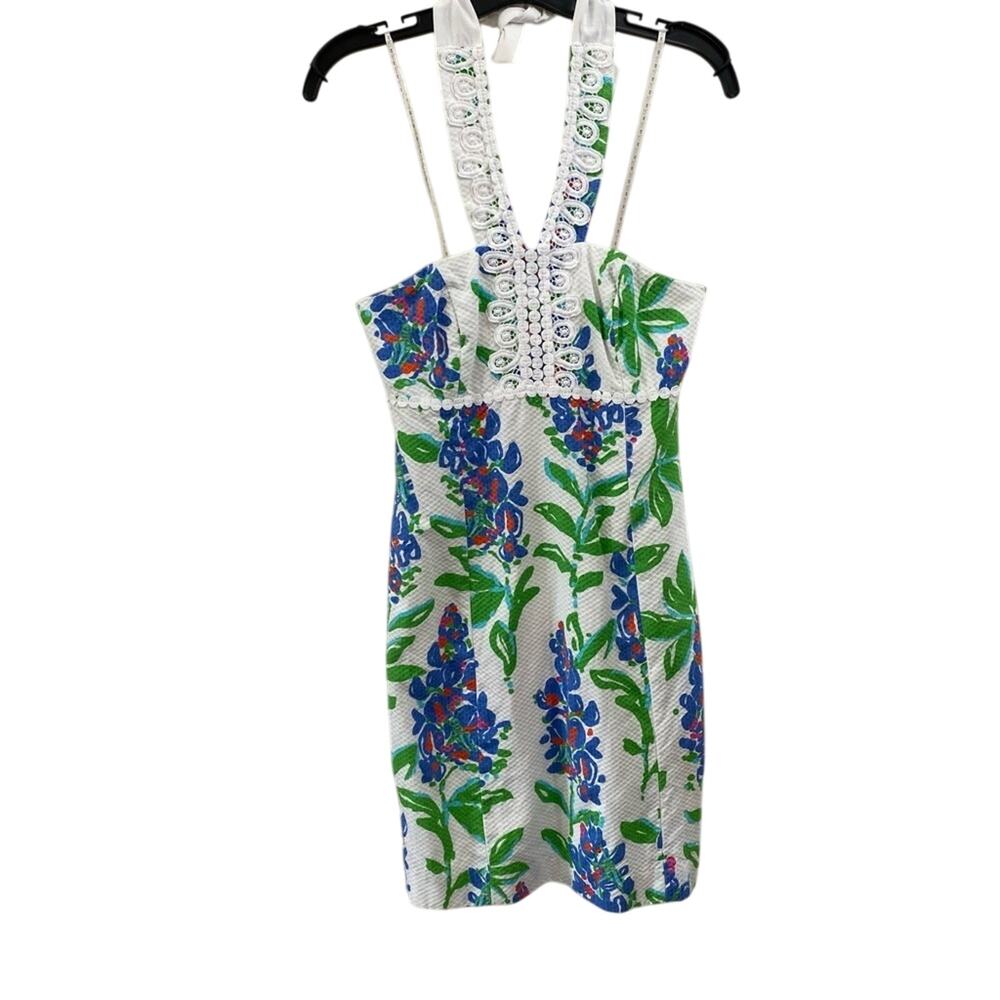 Lilly Pulitzer Isabel Bluebonnet Floral Dress Sz 2 Preppy Resort Mini